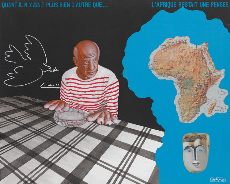 African Way : Chéri Samba, Quant il n’y avait plus rien d’autre que…, 1997 Acrylique sur toile 81 x 103 cm Collection André Magnin, Paris